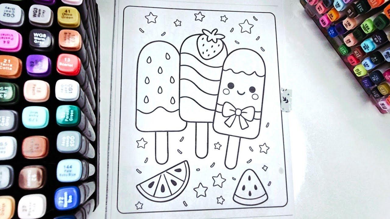 Satisfying & So Cute Ice Cream Coloring 🍦🍋🍉 ASMR Relaxing Sweet Art