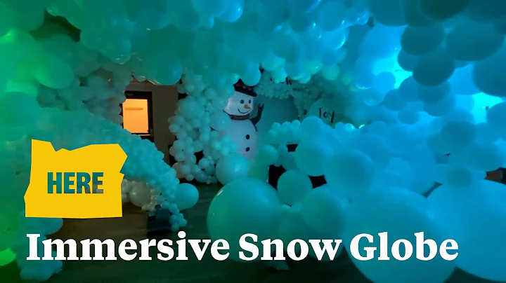 Step inside a life-size snow globe made from hundreds of balloons at Portland Playhouse