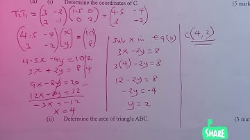 K.c.s.e 2022 Mathematics Pp2 Q19.Matrices and transformations.