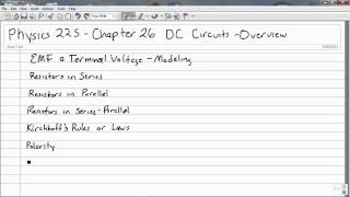 1100 Chapter 26 DC Circuits   Overview