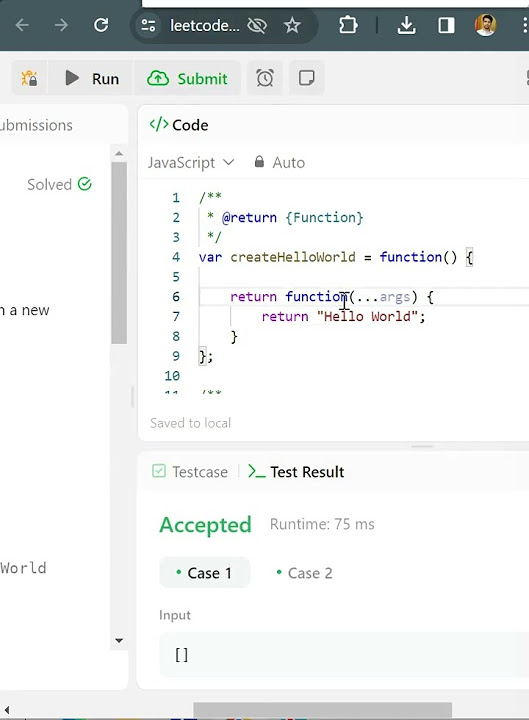 Day 01/30 JavaScript Question leetcode #2667 Create Hello world #shorts ...