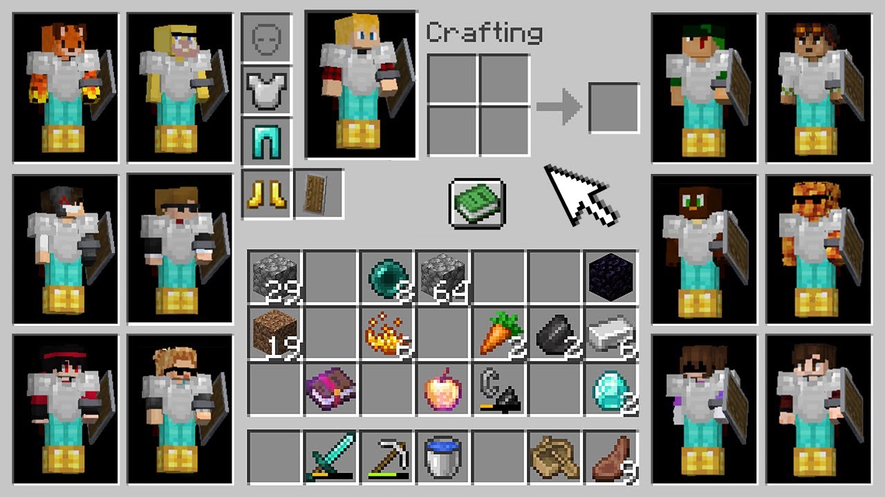 13 YouTubers Share 1 Inventory in Minecraft