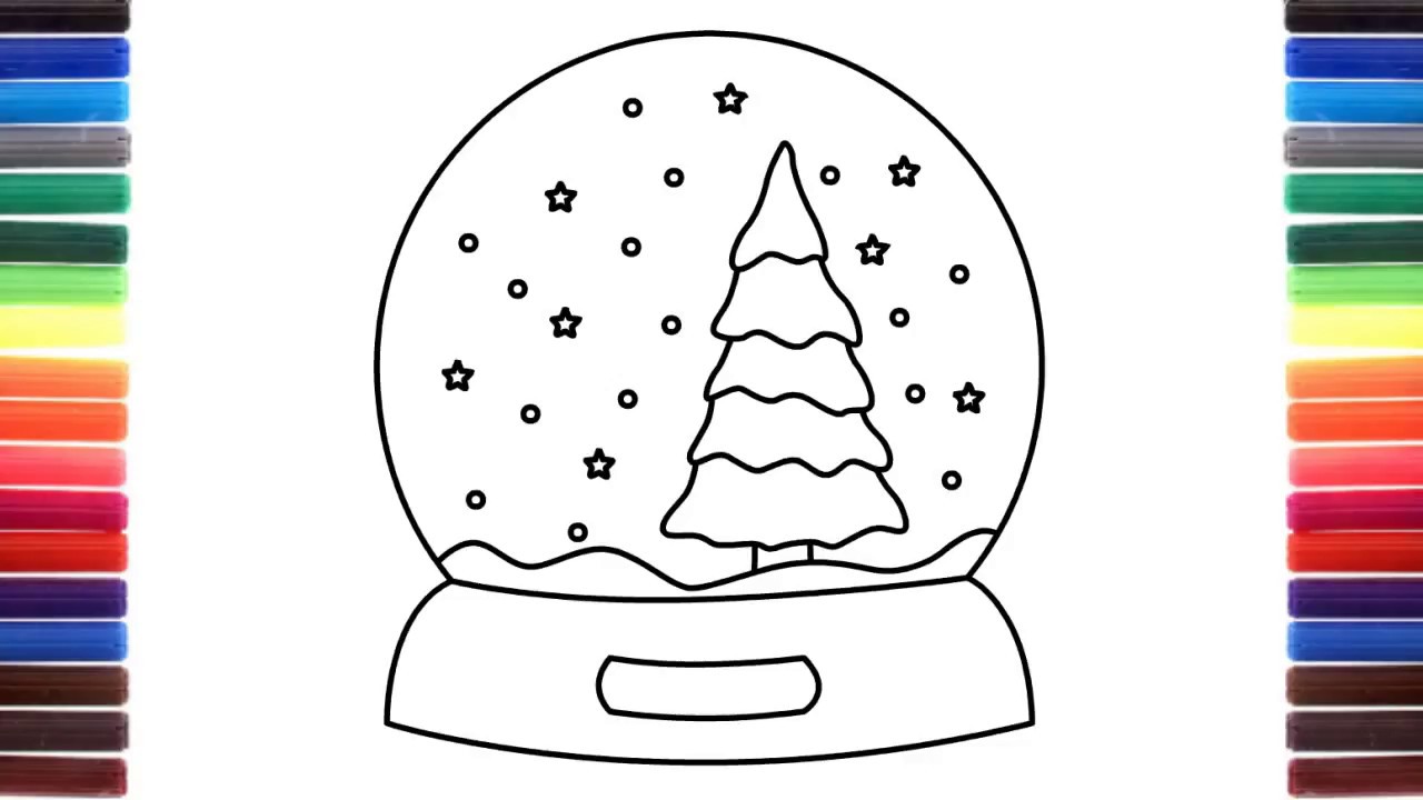 How to draw a Snow Globe with Christmas tree YouTube