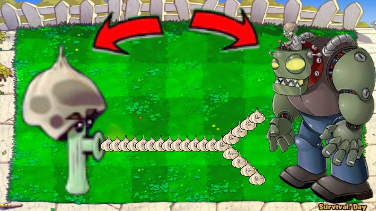 Garlic Scraedy Shroom vs All Pvz Zombies Gargantuar vs Dr Zomboss ...