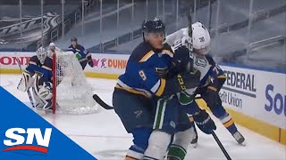 Sammy Blais Hits Brandon Sutter From Behind And Pile Ensues