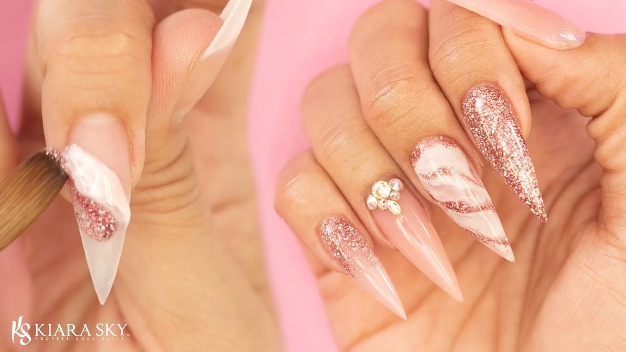 Sparkly Pink Acrylic Nail Set Diy Acrylic Nails How I Do My Nails Youtube