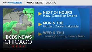 Canadian wildfire smoke, heat, storms in Chicago this week