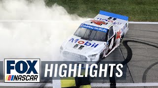 John Hunter Nemechek passes Carson Hocevar on the final lap to win at Kansas | NASCAR HIGHLIGHTS