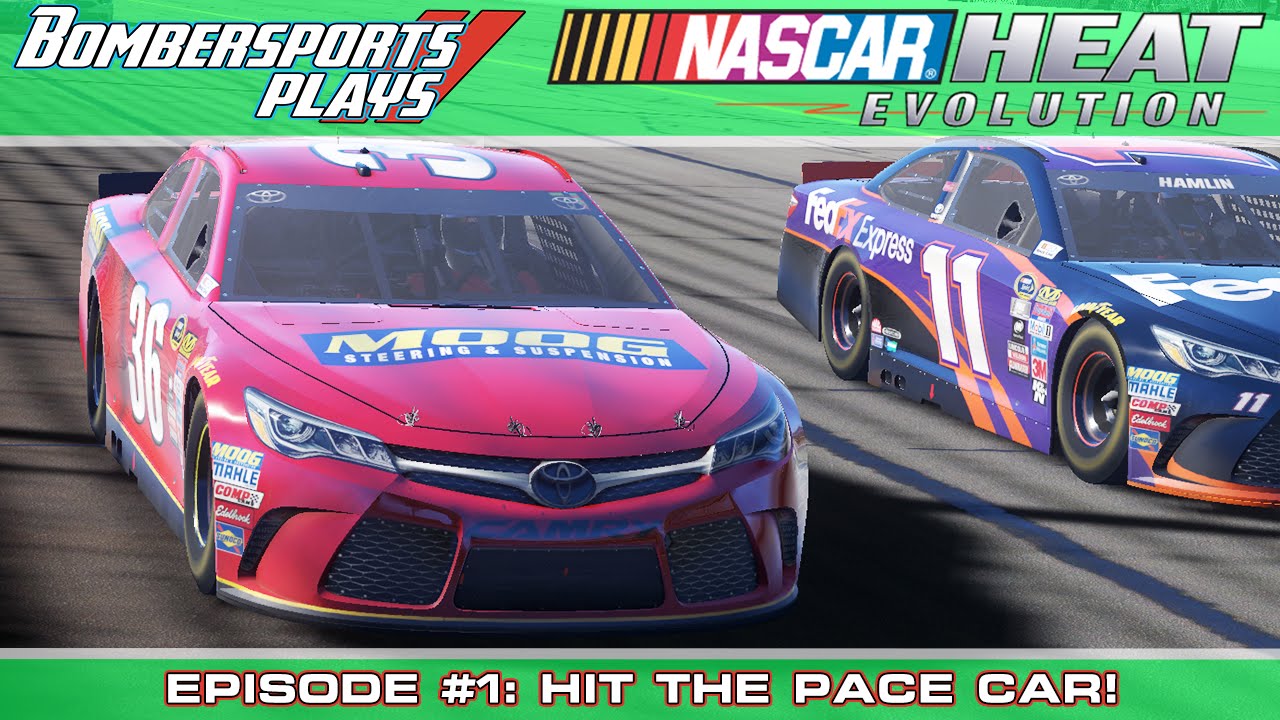 NASCAR Heat Evolution Career Mode #1: HIT THE PACE CAR! [Daytona 500] | BombersportsPlays