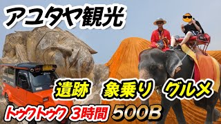 【アユタヤ観光】遺跡象乗り体験!!激安の電車とトゥクトゥクをチャーターしてお得に巡って来ました