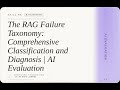 AI Evaluation: The RAG Failure Taxonomy: Comprehensive Classification and Diagnosis | AI Evaluation