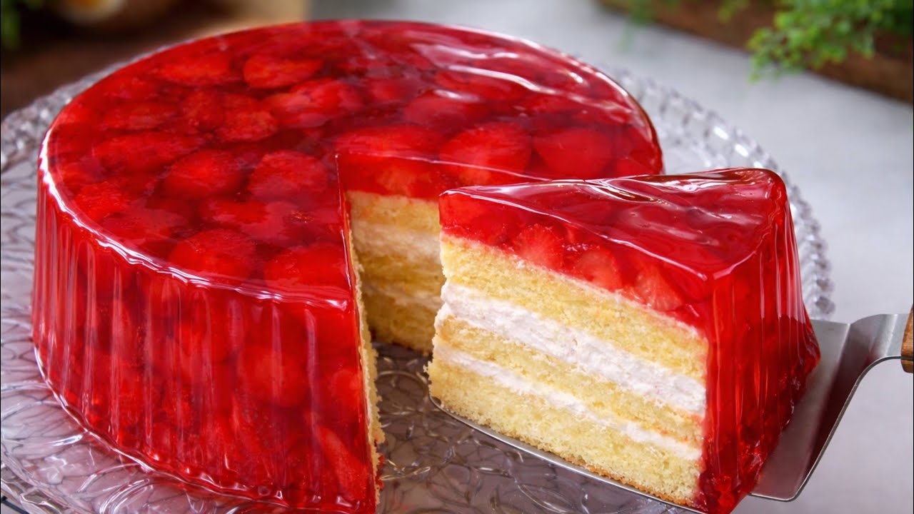  كيكة الجيلي‼️سر تماسك جيلي بالاسبونج البيتي بكوب دقيق  سهلة وسريعة وطعم لذيذ Jelly Cake 