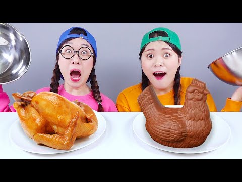Настоящий VS Шоколадное желе Еда Вызов ДОНА DONA