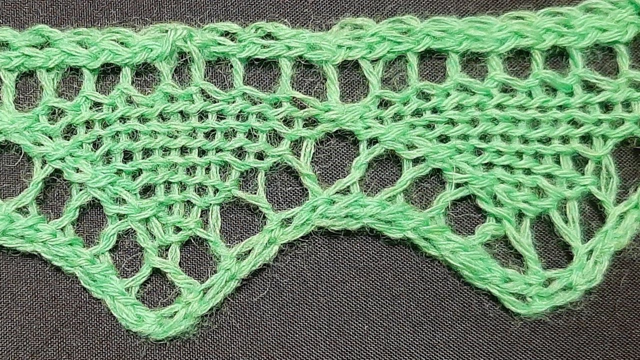 Ажурная кайма зубцами/ Ооочень подробный попетельный МК/ Вязание на машине