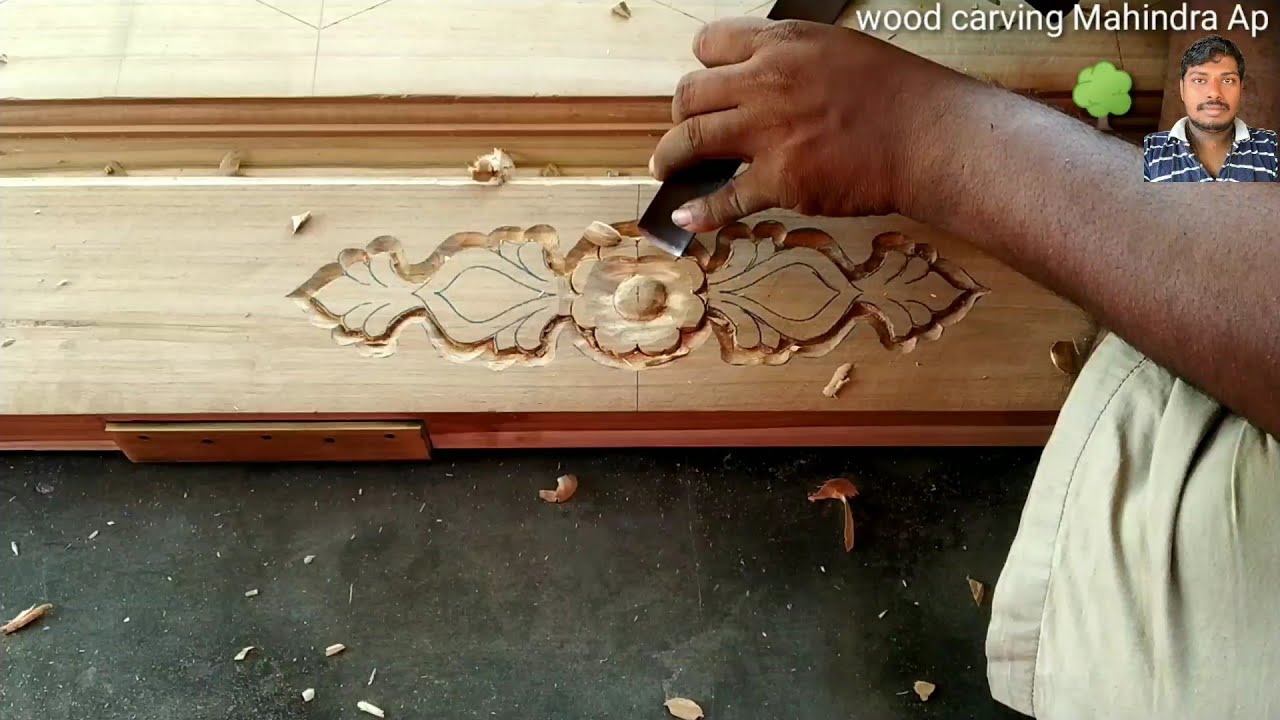 Main door side border design wood carving Mahindra AP - YouTube