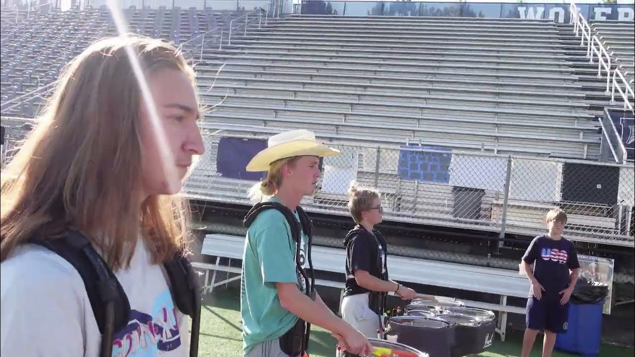 NPHS Marching Wolfpack Pride marching in last practice and percussion