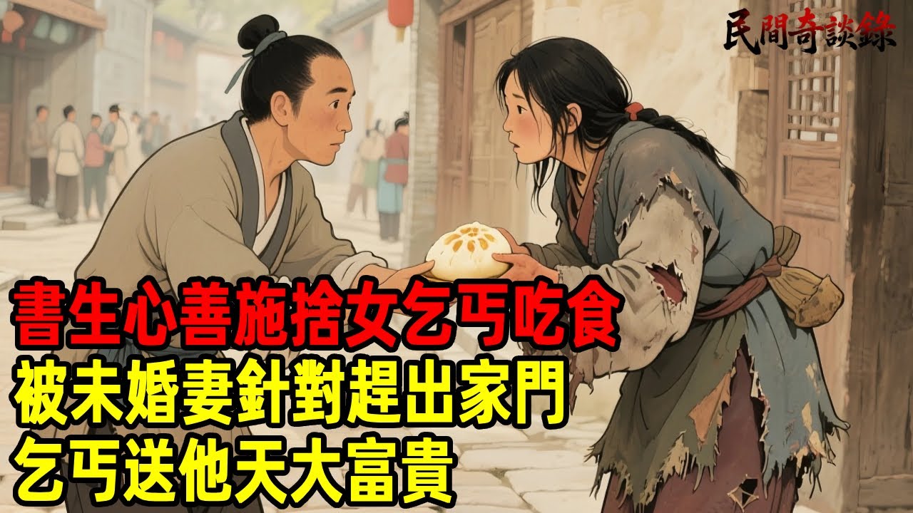 書生心善施捨女乞丐吃食，被未婚妻針對趕出家門，乞丐送他天大富貴！【民間奇談錄】#民間故事 #台灣傳說 #懸疑故事 #銀髮頻道 #懷舊故事 #助眠故事