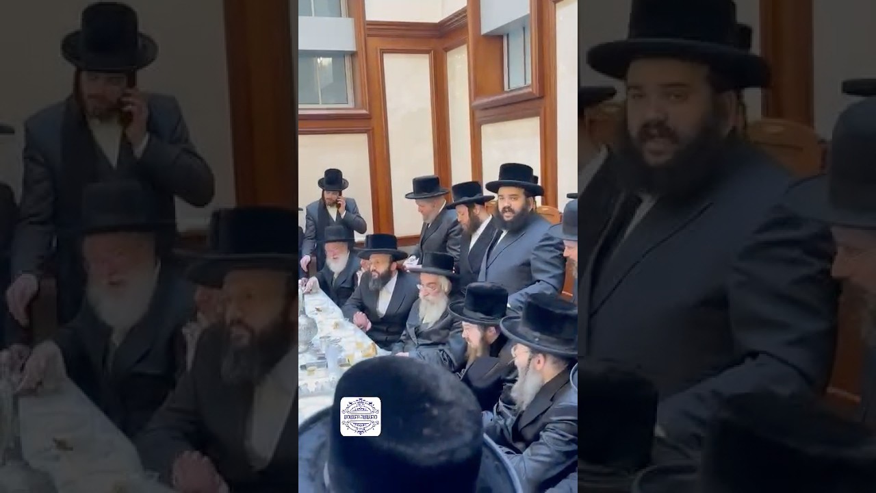מעמד קבלת פנים להאדמו״ר מסאדיגורה בביהמ״ד בעלזא בלונדון