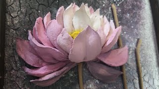 Sculpture painting. Basic technique of making a lotus flower with sculpture paste.