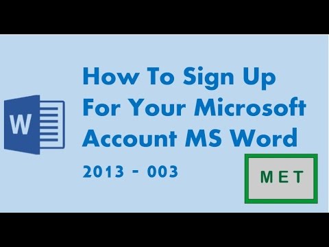 How To Sign Up For Your Microsoft Account Ms Word 2013 - 003