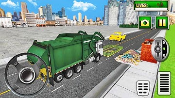 Garbage Truck Collecting Trash from Dumpster - City Cleaner Simulator - Android Gameplay