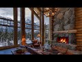Cozy Ambience Winter House Crackling Fire Snow Falling ASMR 