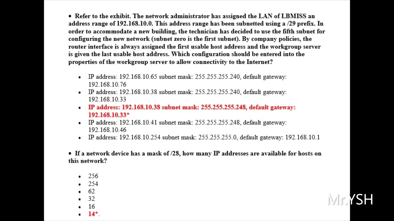 Cisco CCNA 1 Chapter 8 v6 Subnetting IP Networks | Exam Answers