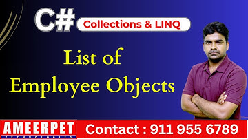 C# .Net | List of Employee Objects | .Net Full stack training in Ameerpet | By Srinivas