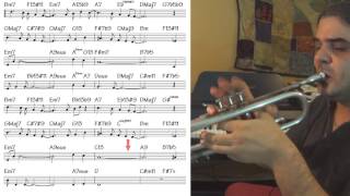 Fly Me to the Moon - trumpet cover (slow theme tutorial) [key signature: add C# and F#]