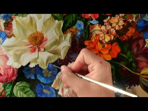 painting flowers in oil