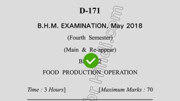 2018 Dcrust BHM 4th Sem Food Production Operation Question Paper