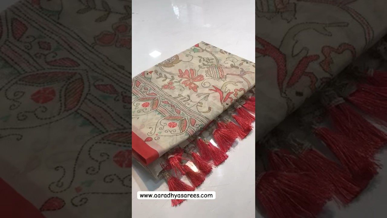 Malai Cotton Katha Printed Saree
