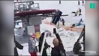 Les images effrayantes d'un télésiège qui s'emballe et éjecte des skieurs