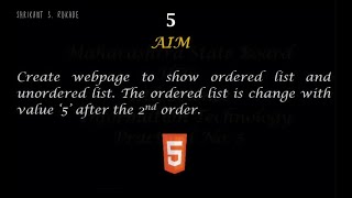 Information Technology Std  XI Science Experiments No. 5 || Web page of ordered and unordered list