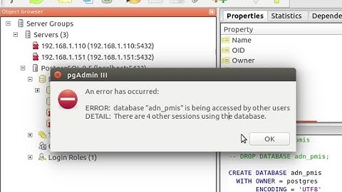 Pgadmin problem(delete database) - ERROR: database "test" is being accessed by other users (Ubuntu)