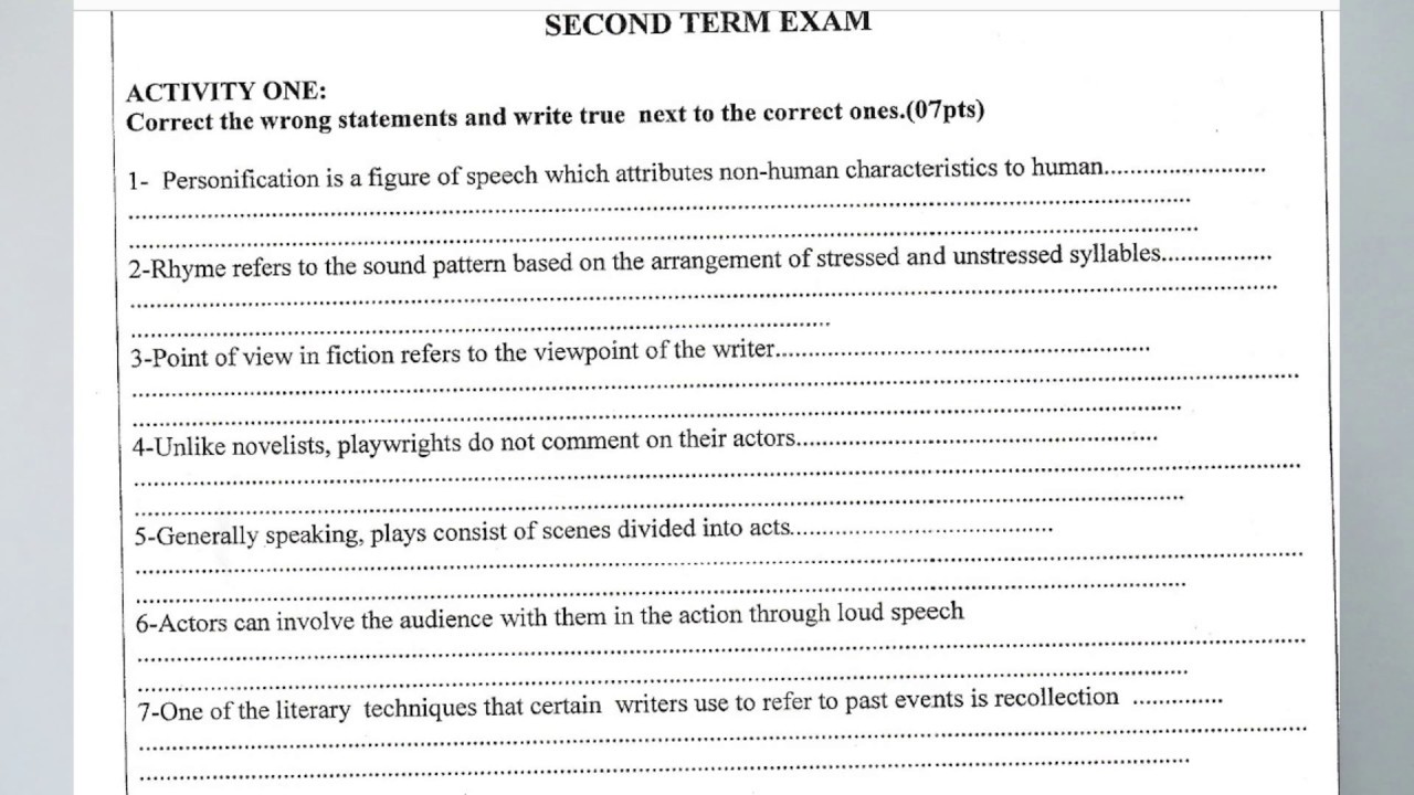 LITERATURE EXAM 1 YEAR 2 SEMESTER - YouTube