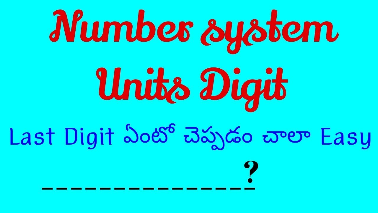 Number System in Telugu || Units digit || Easy Math Tricks by DR Kumar