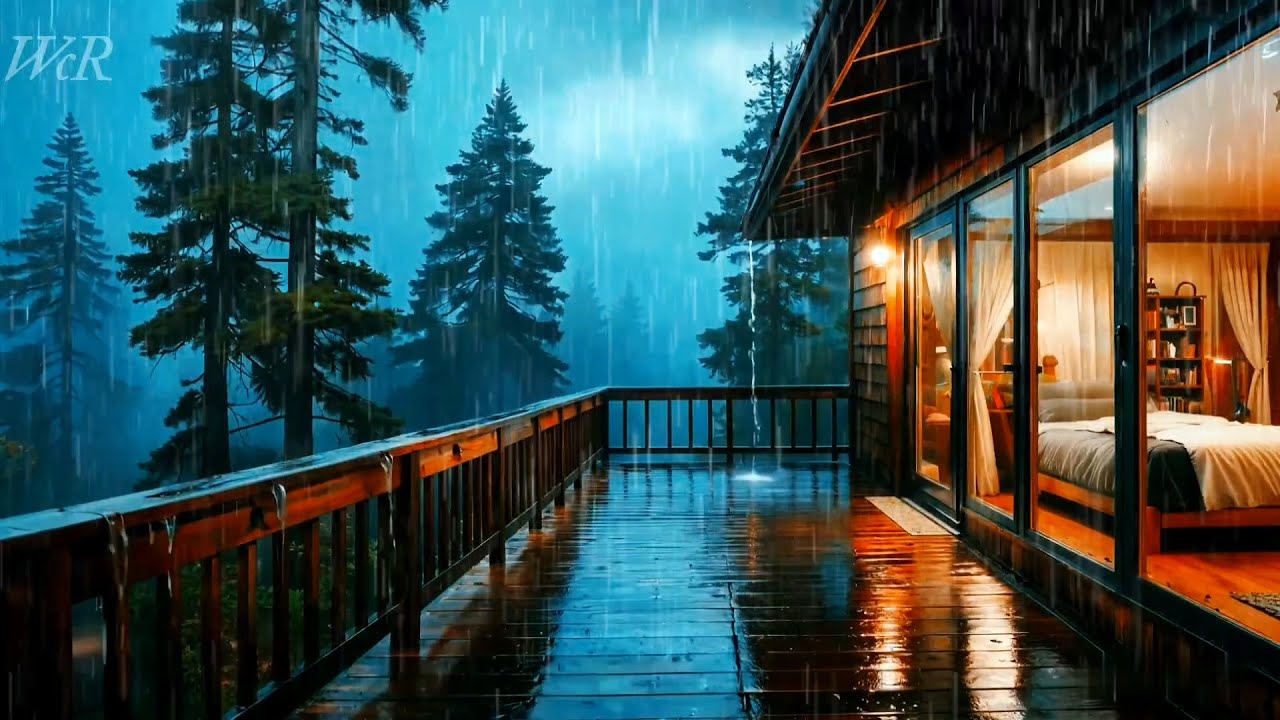 Rainy Night in a Cozy Forest Cabin | Soothing ASMR Ambience | Perfect ...