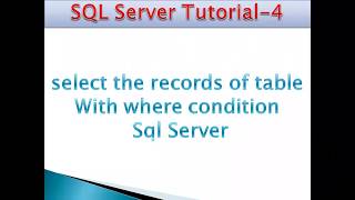 Select with Where condition in Sql Server