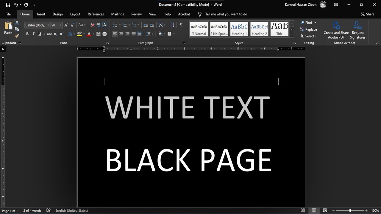 How To Turn Microsoft Word Black Background White Text 😲