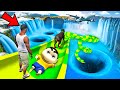 Shinchan and franklin tried impossible parkour waterfall mela slide challenge gta 5