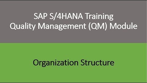 Video 03 - SAP S/4HANA Quality Management (QM) module training - Organization Structure