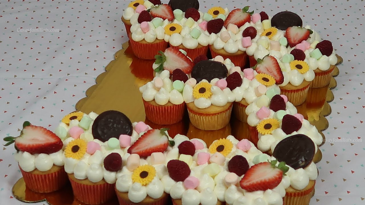 Pastel en Tendencia 2018 de Números con Cupcakes - Recetas en  Casayfamiliatv - YouTube