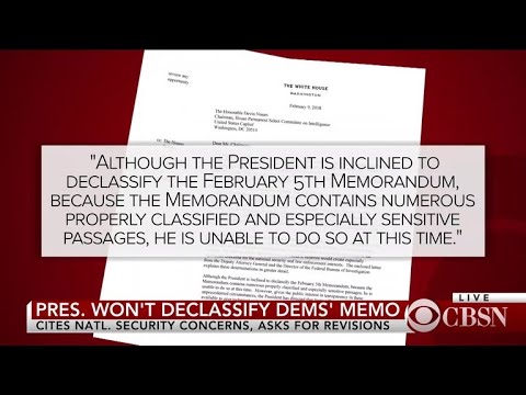 Trump says Democrats playing politics with memo