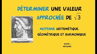 Approximating the square root of 3 using the method of Archytas of Tarentum