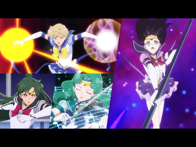 Sailor Moon Cosmos - Eternal Outer Senshi Attacks Clips class=