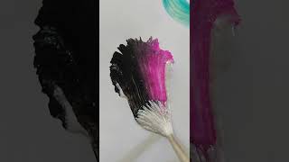 PETAL SINGLE STROKE ACRYLIC WITH METALLIC SILVER,BLACK,  DEEP PURPLE COLOURS. PAINTINGS.