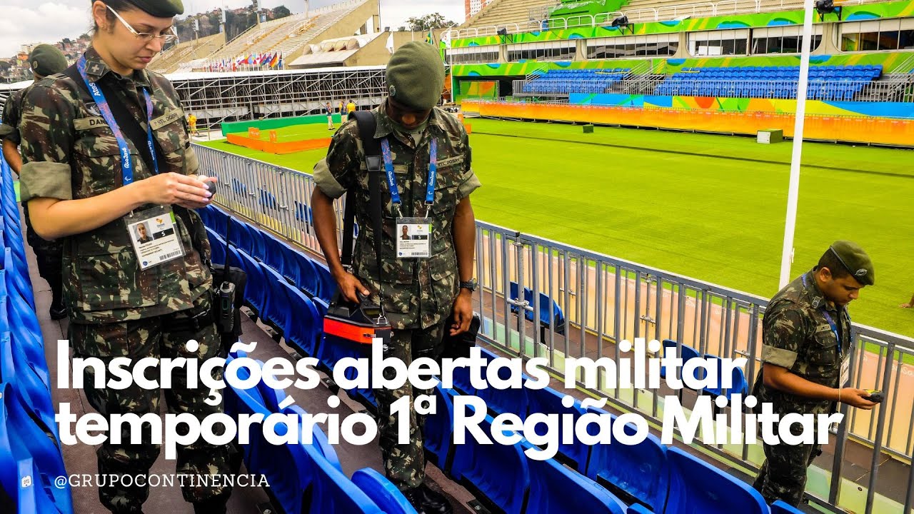 Exército Brasileiro - A 1ª Região Militar continua com as inscrições para  processo seletivo abertas. Mas atenção, o prazo está acabando: encerra-se  ao meio dia de 3 de setembro! As vagas são