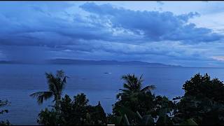 Distant Tropical Storm at Blue Hour | Tropical Twilight Before the Rain | Ocean Ambience