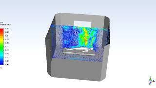 Simulation no 1 - isometric view of thermal plume (velocity vectors)